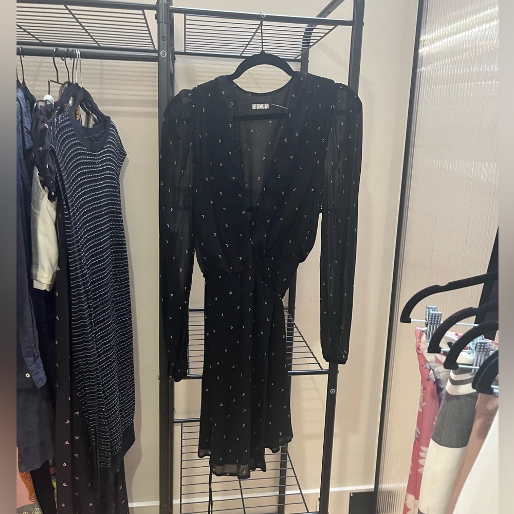 Reformation Mini Long-Sleeve Black Cover-Up